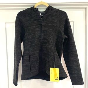 All in Motion Heather Black Gray Fitted Zip Hoodie Sweatshirt Jacket XS- NWT